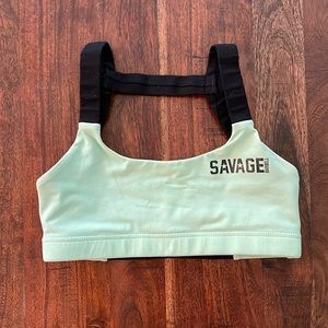 Savage Barbell mint open back sports bra - small